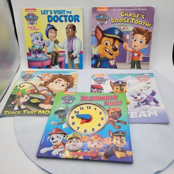 Nickelodeon PAW PATROL Lot of 5 Children's Books Clock Telling Time - BB238 - Picture 1 of 6